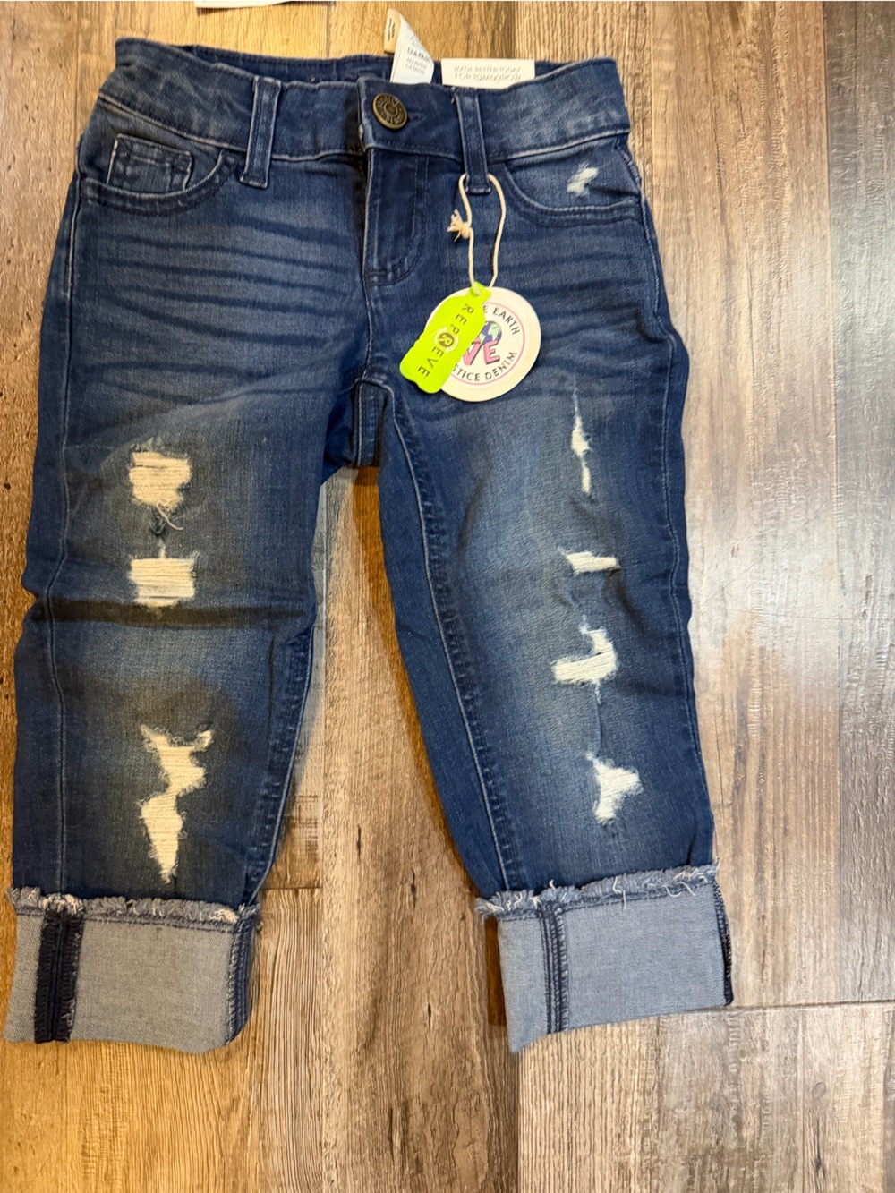 Justice Dark Blue Distressed Girls' jeans